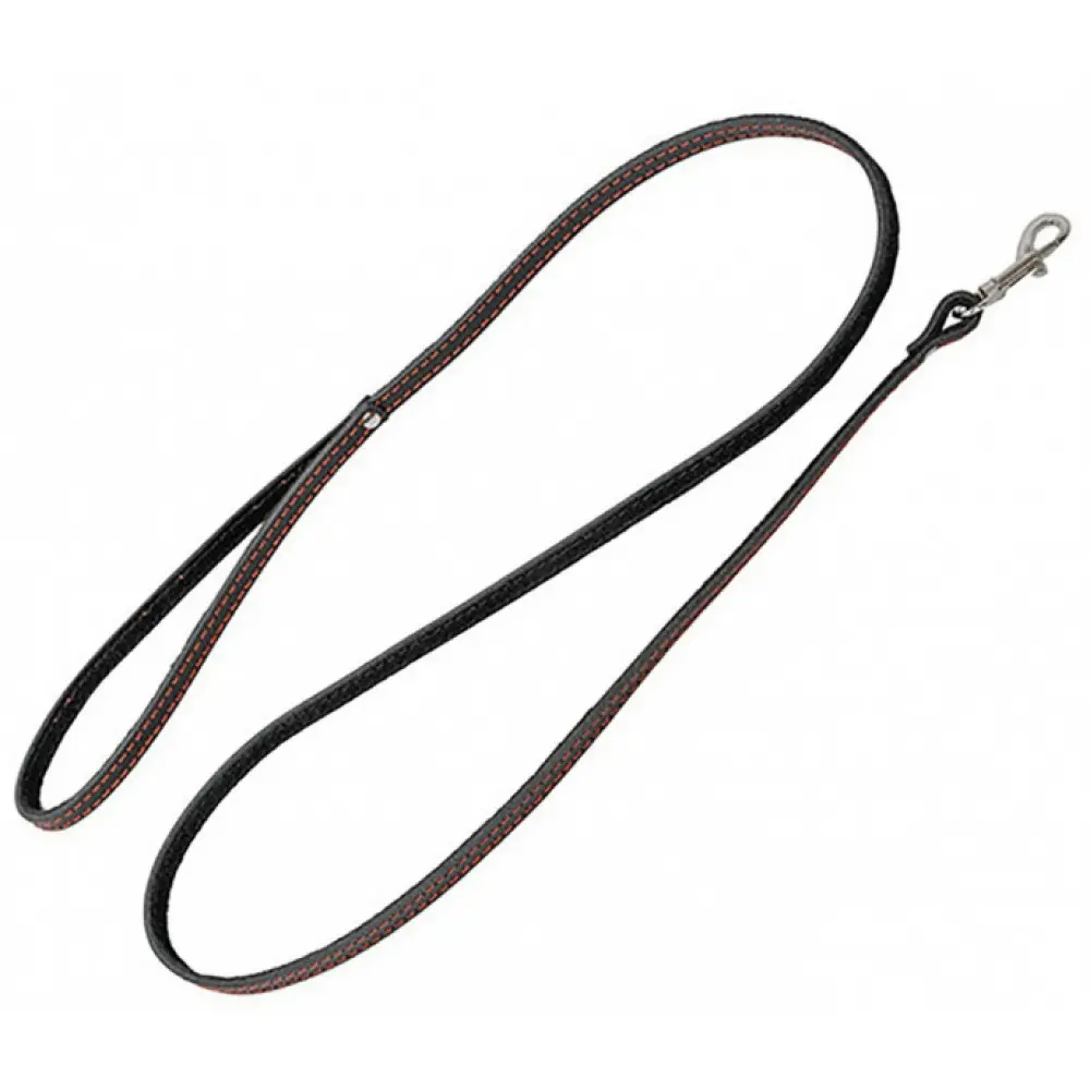 HOMEPET 10 ммх120 см поводок для собак кожаный простой простроченный черный