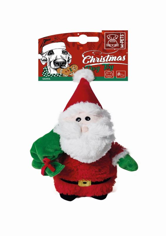 Игрушка мягкая для собак Новогодний SANTA с пищалкой, 20 см, MPets