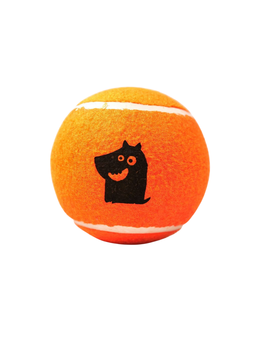 Mr.Kranch Игрушка для собак теннисный мяч большой с пищалкой, оранжевый, 9 см
