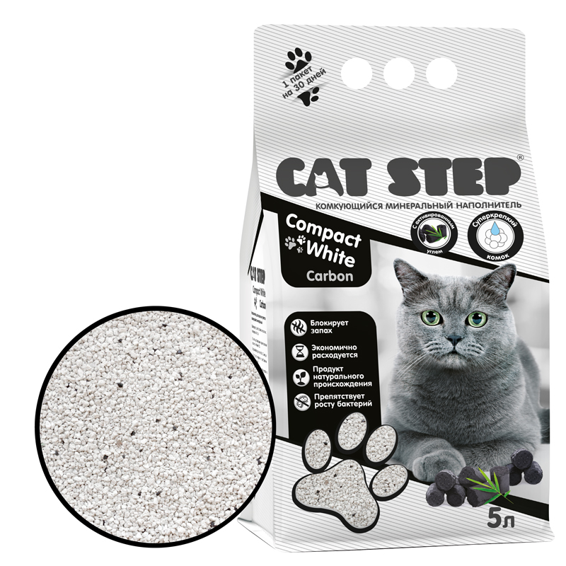 CAT STEP Compact White Carbon Наполнитель комкующийся 5л