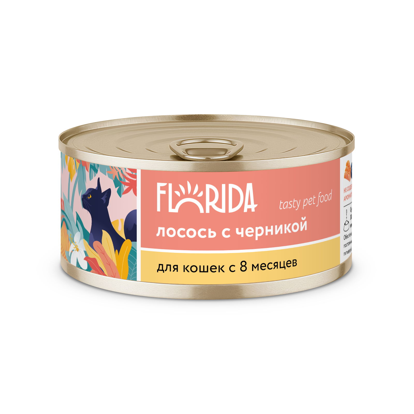 Florida Влажный корм для кошек с 8мес., лосось с черникой, 100гр - 1шт