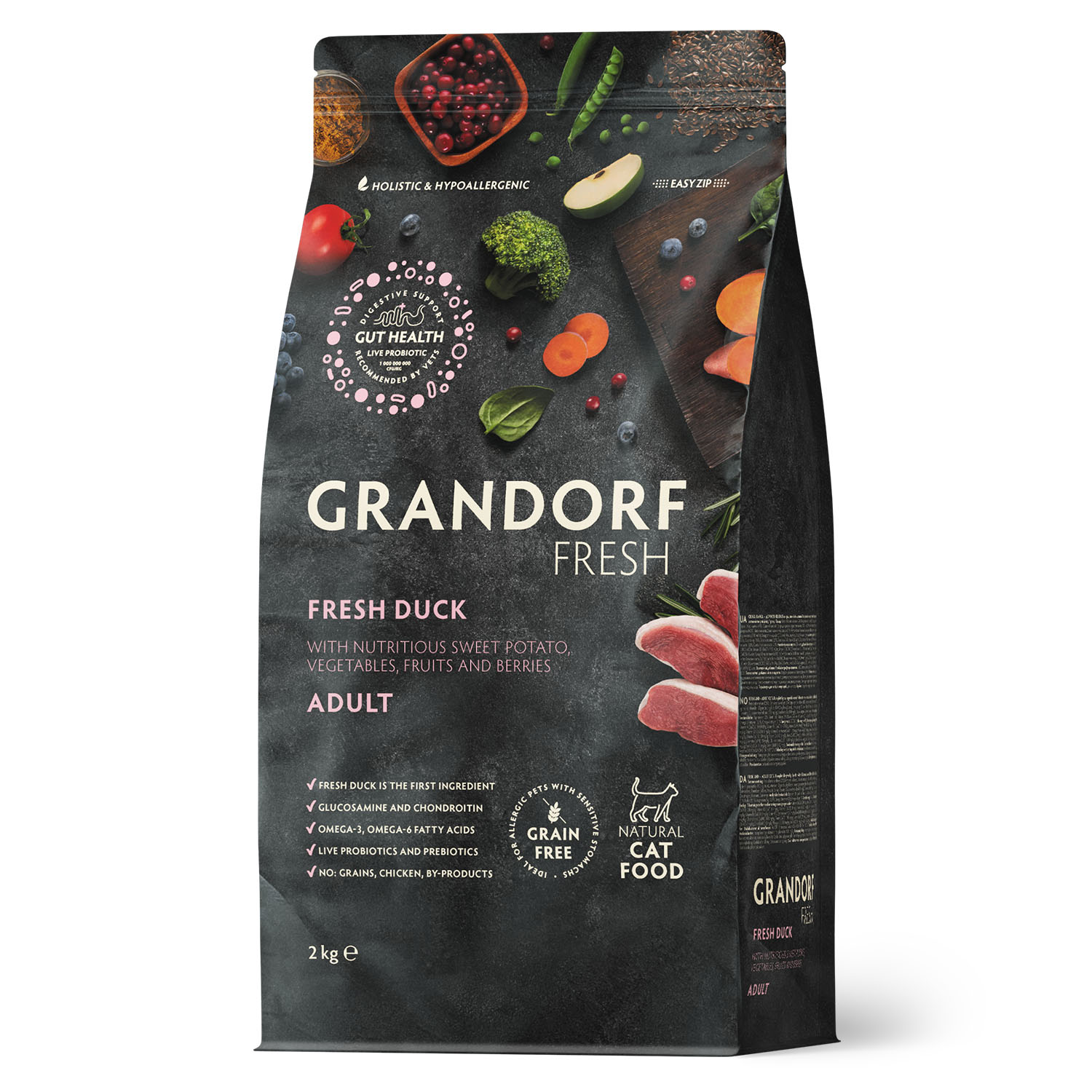 Grandorf Сухой беззерновой корм для кошек с уткой 2 кг 5407007852604