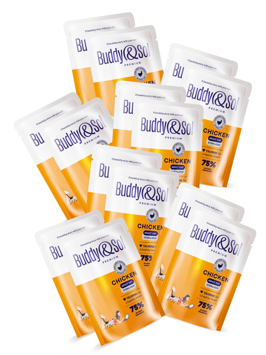 Buddy&Sol Влажный корм для стерил. кошек с курицей в соусе 85г-14 шт
