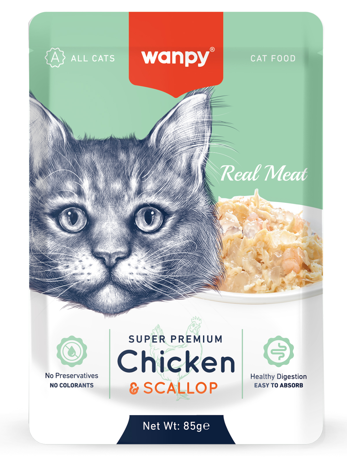 Wanpy Cat Влажный корм для кошек, курица и гребешок, 85 г