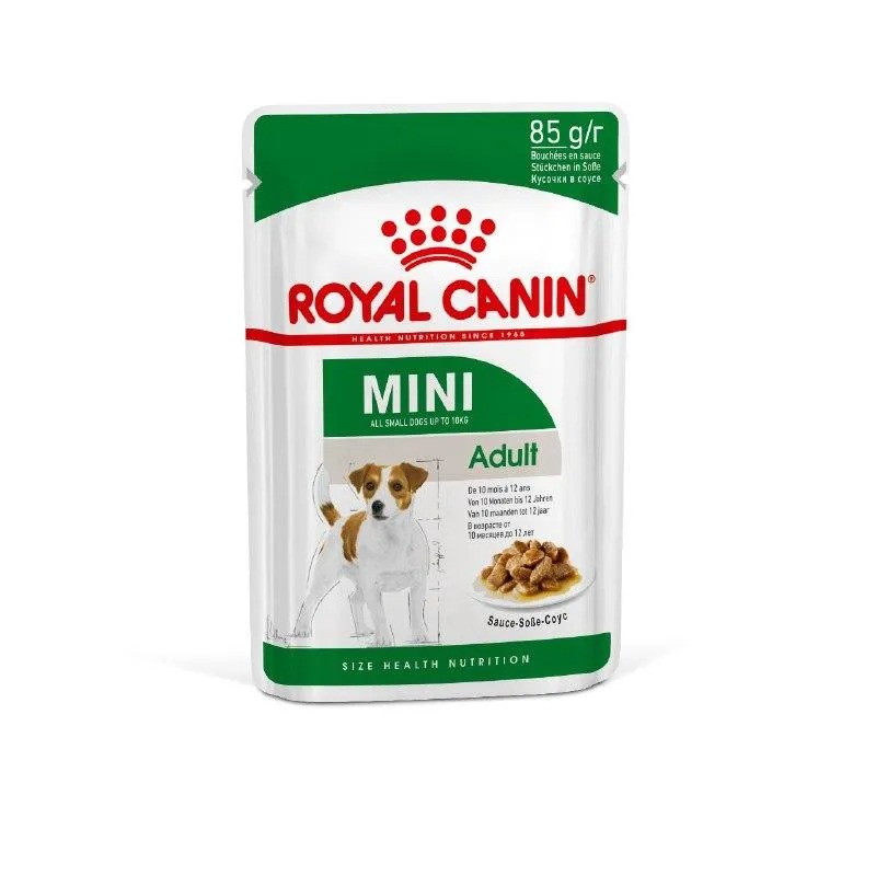 Влажный корм Royal Canin Mini Adult для взрослых собак мелких размеров от 10 месяцев, кусочки в соусе 85гр