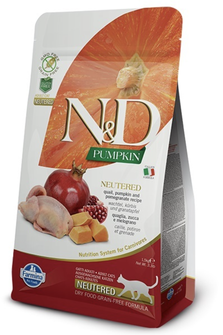 Farmina N&D Pumkin корм для стерилизованных кошек с перепелкой 1,5кг