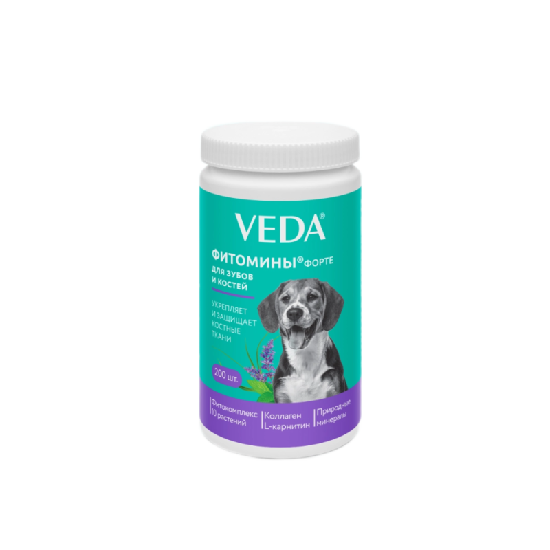 Фитомины Форте для собак с фитокомплексом для зубов и костей, 200 шт