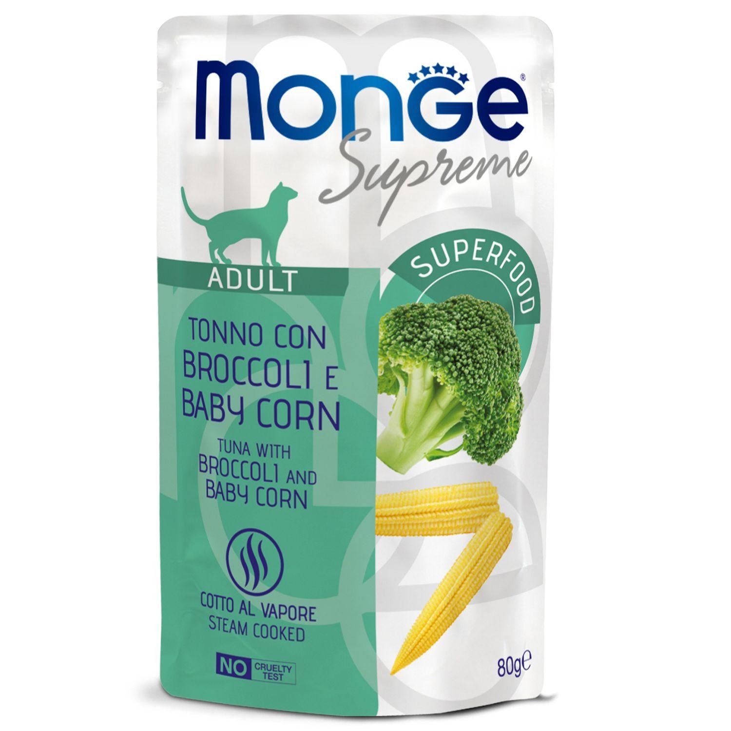 Monge Влажный корм для взрослых кошек, с брокколи и мини-кукурузой, 1шт по 80г