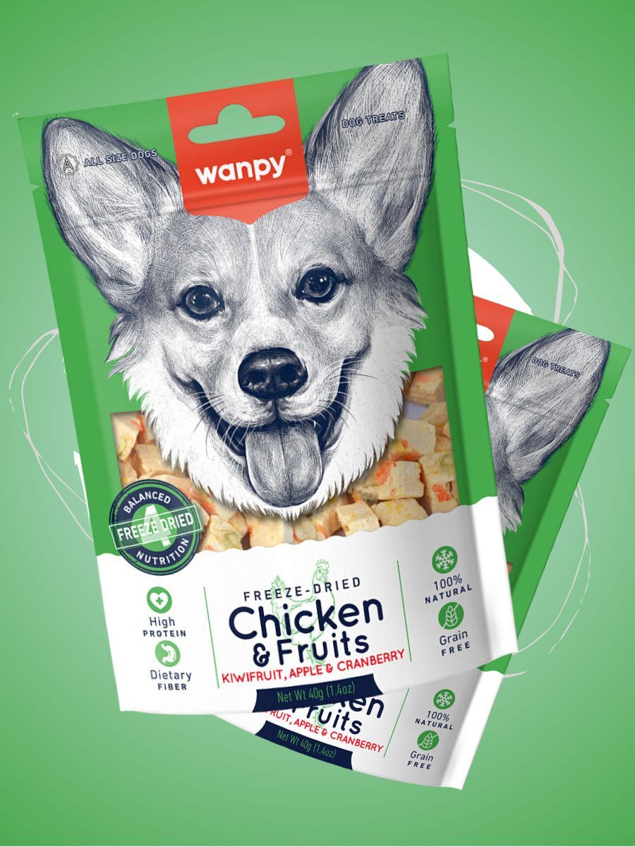 Wanpy Сублимированное лакомство для собак Курица и фрукты 40г 10шт