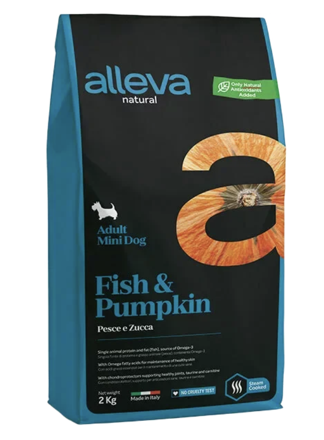 Alleva Низкозерновой корм для собак мелких пород с рыбой 12 кг 8002754101233