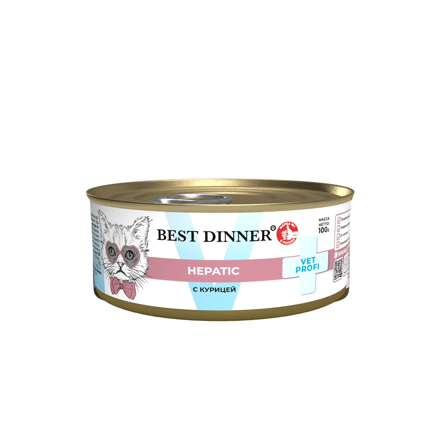Влажный корм Best Dinner Vet Profi Hepatic (Бест Диннер) для кошек при заболеваниях печени с курицей 100г