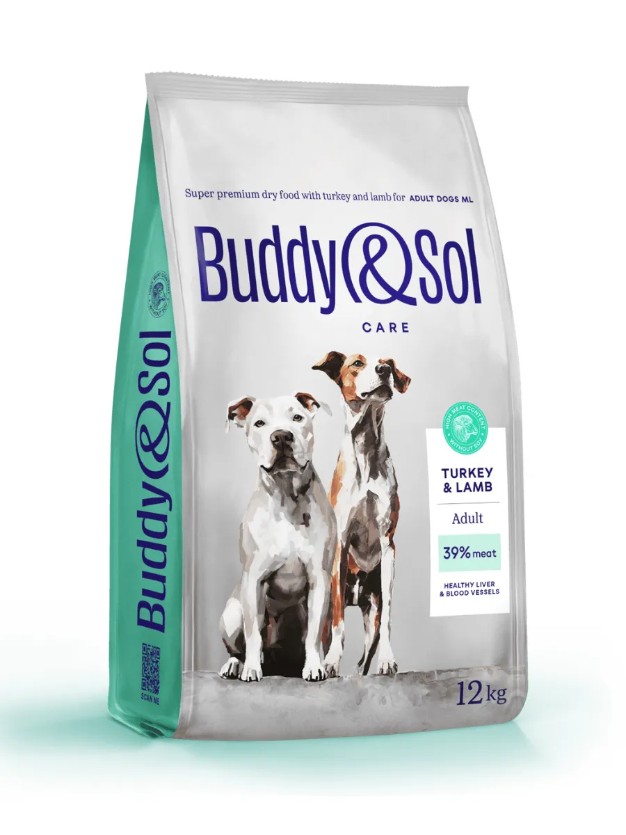 Buddy&Sol Care Сухой корм с индейкой для собак средних и крупных пород 12кг