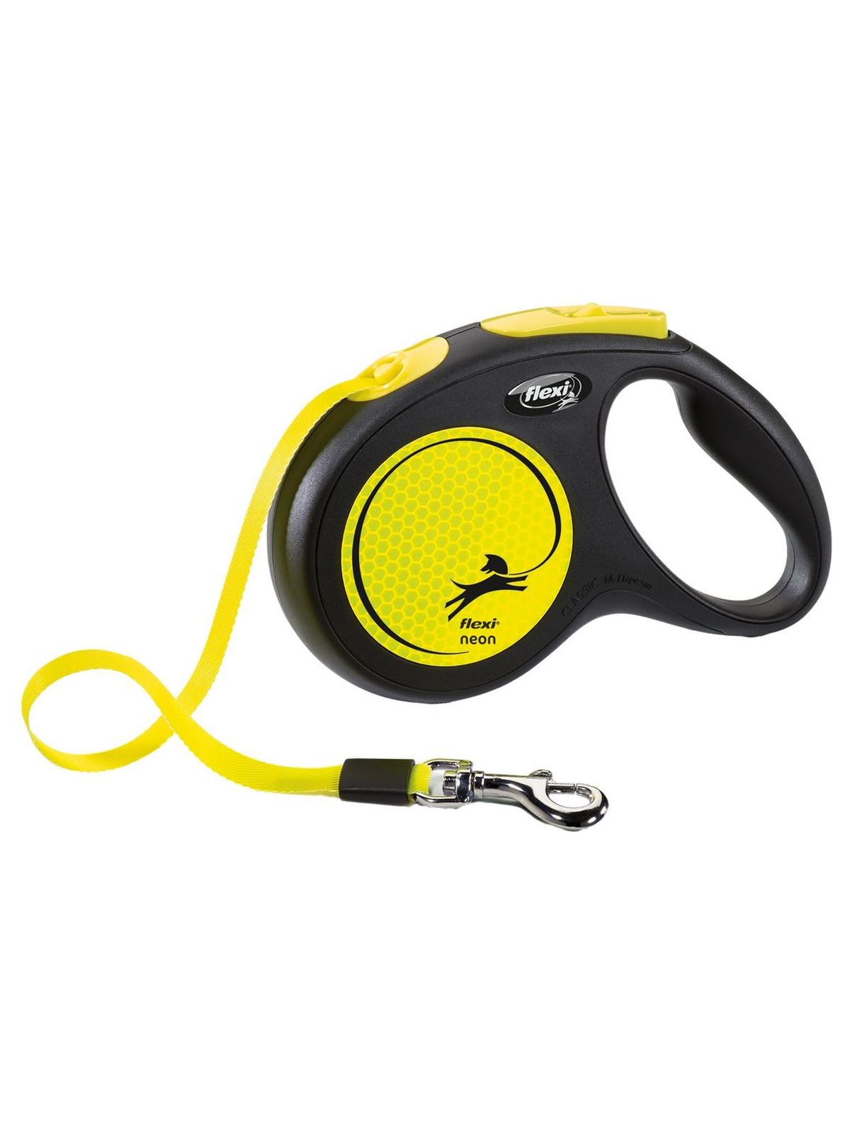 Flexi flexi рулетка Neon New М (до 25 кг) лента 5 м, светоотражающая, желтый неон