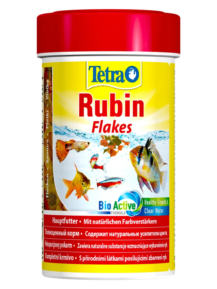 TetraRubin корм в хлопьях для улучшения окраса всех видов рыб 100 мл