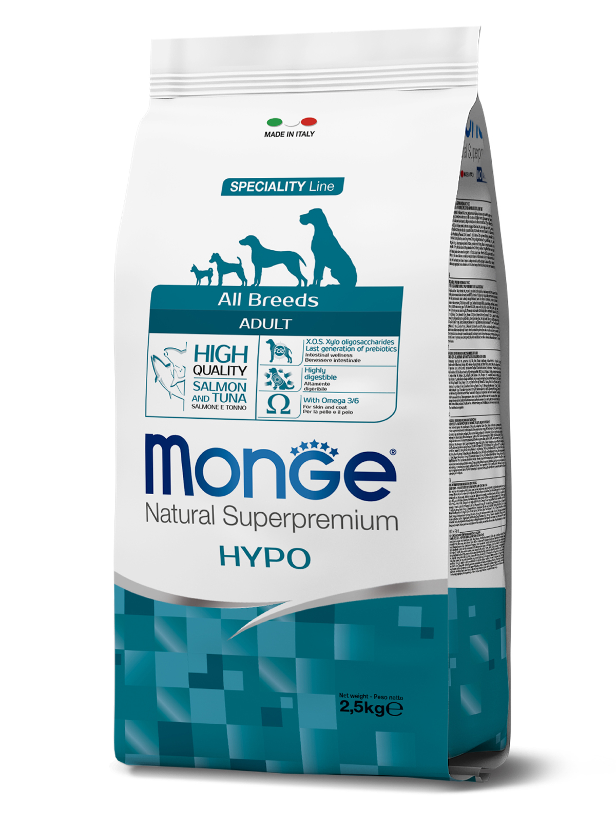 Сухой корм Monge Dog Speciality Line Hypo для взрослых собак, гипоаллергенный, из лосося с тунцом 2,5 кг