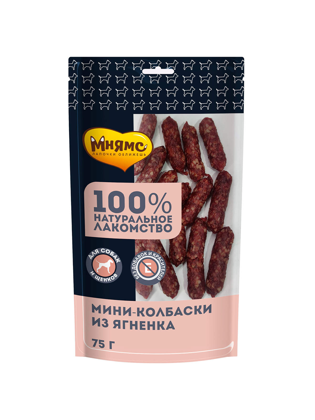 Лакомство Мнямс На каждый день для собак Мини-колбаски из ягненка 75 г