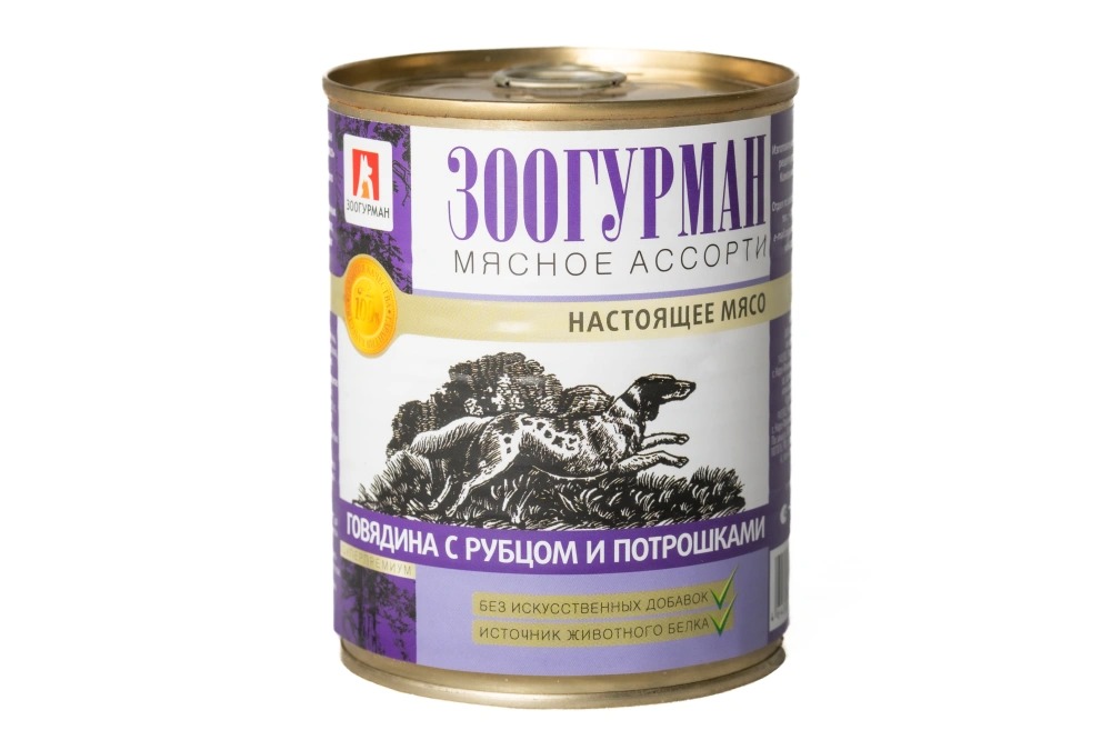 ТМ Зоогурман Мясное ассорти Консервы для собак, с говядиной, рубцом и потрошками, 350 г