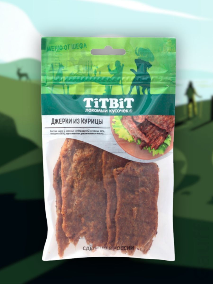 TiTBiT Лакомство Джерки мясные из курицы для собак 70 гр 4690538021101