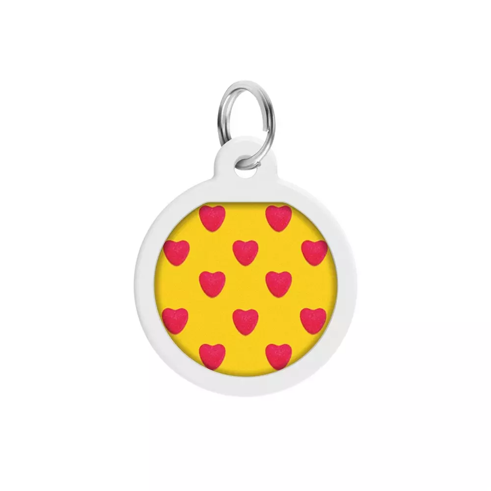 Адресник для собак и котов WAUDOG Smart ID "Сердца", с QR-паспортом, металлический, круг