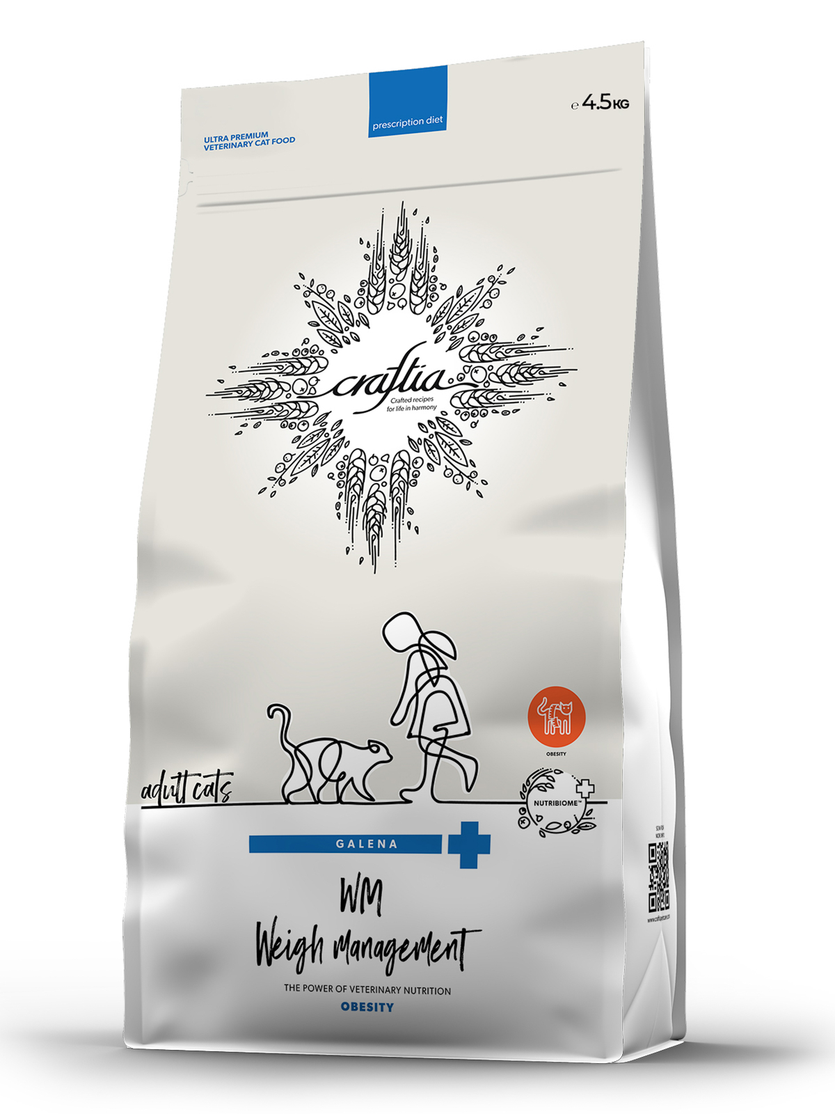 Ветеринарная диета CRAFTIA GALENA CAT WEIGHT MANAGEMENT (Obesity) Вейт менеджмент (Обесити) для кошек при избыточном весе 4,5 кг