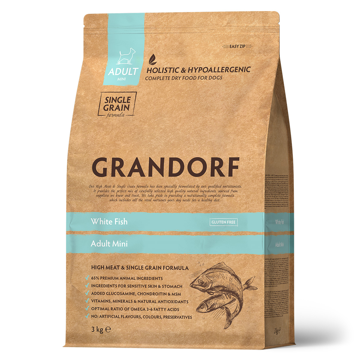 Grandorf Белая рыба для взрослых собак мелких пород 3кг
