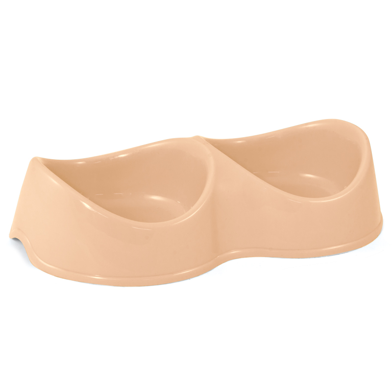 Gamma Миска пластиковая двойная "Бисквит", бежевая, 2*0,2л