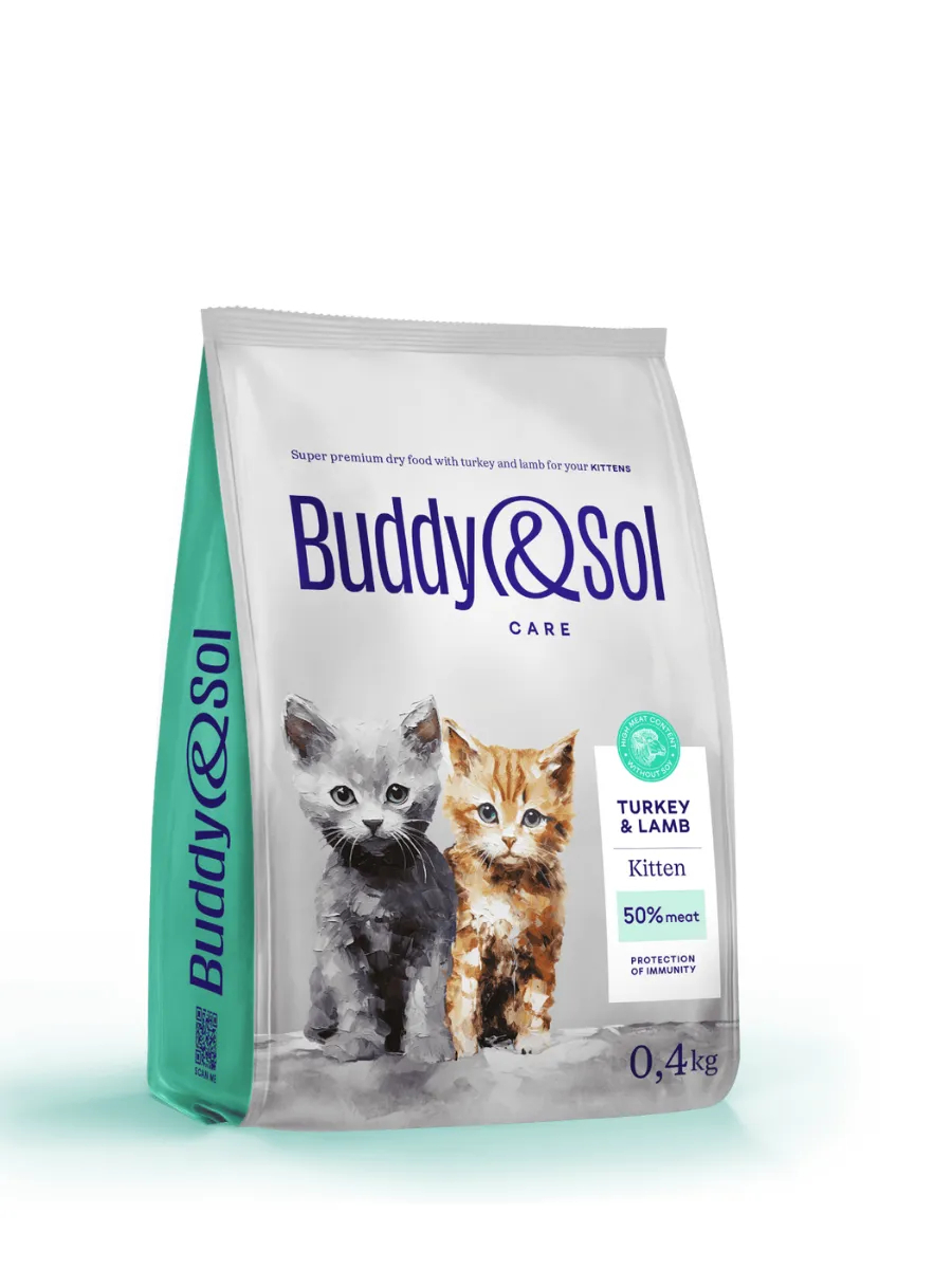 Buddy&Sol Care Сухой корм с индейкой и ягненком для котят 0,4кг
