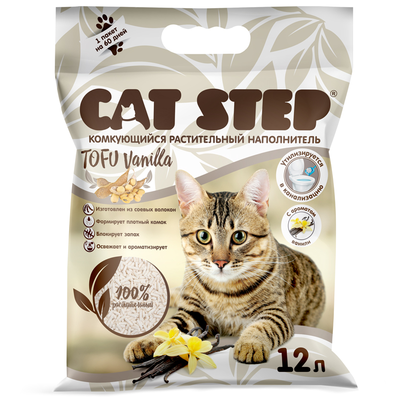 CAT STEP Tofu Vanilla Наполнитель комкующийся 12л