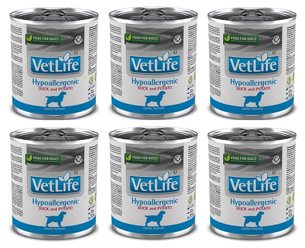 Влажный корм для собак Farmina Vet life Hypoallergenic, утка с картофелем, при аллергии, лечебный, ветеринарная диета, 300гр- 6шт
