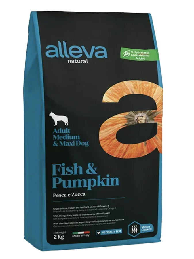 Alleva Корм для взрослых собак Аллева Натурал с рыбой и тыквой. Медиум Макси 2 кг 8002754002103