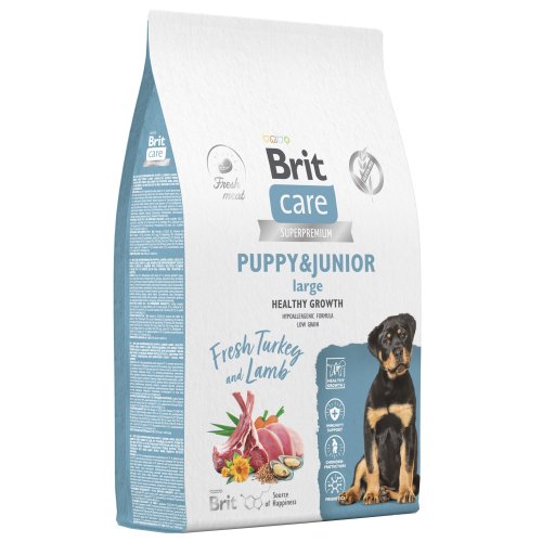 BRIT CARE, Сухой корм с инд и ягн д/щенк.кр.пор."Dog Puppy&Junior L Healthy Growth", 12 кг, 5066339