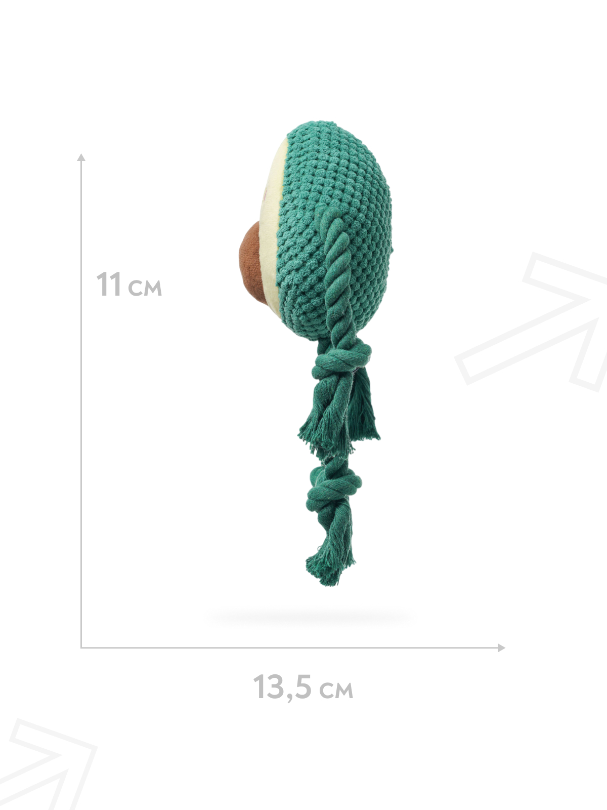 Игрушка Mr.Kranch для собак Авокадо плюшевая с канатиками и пищалкой 13.5 см (34006)
