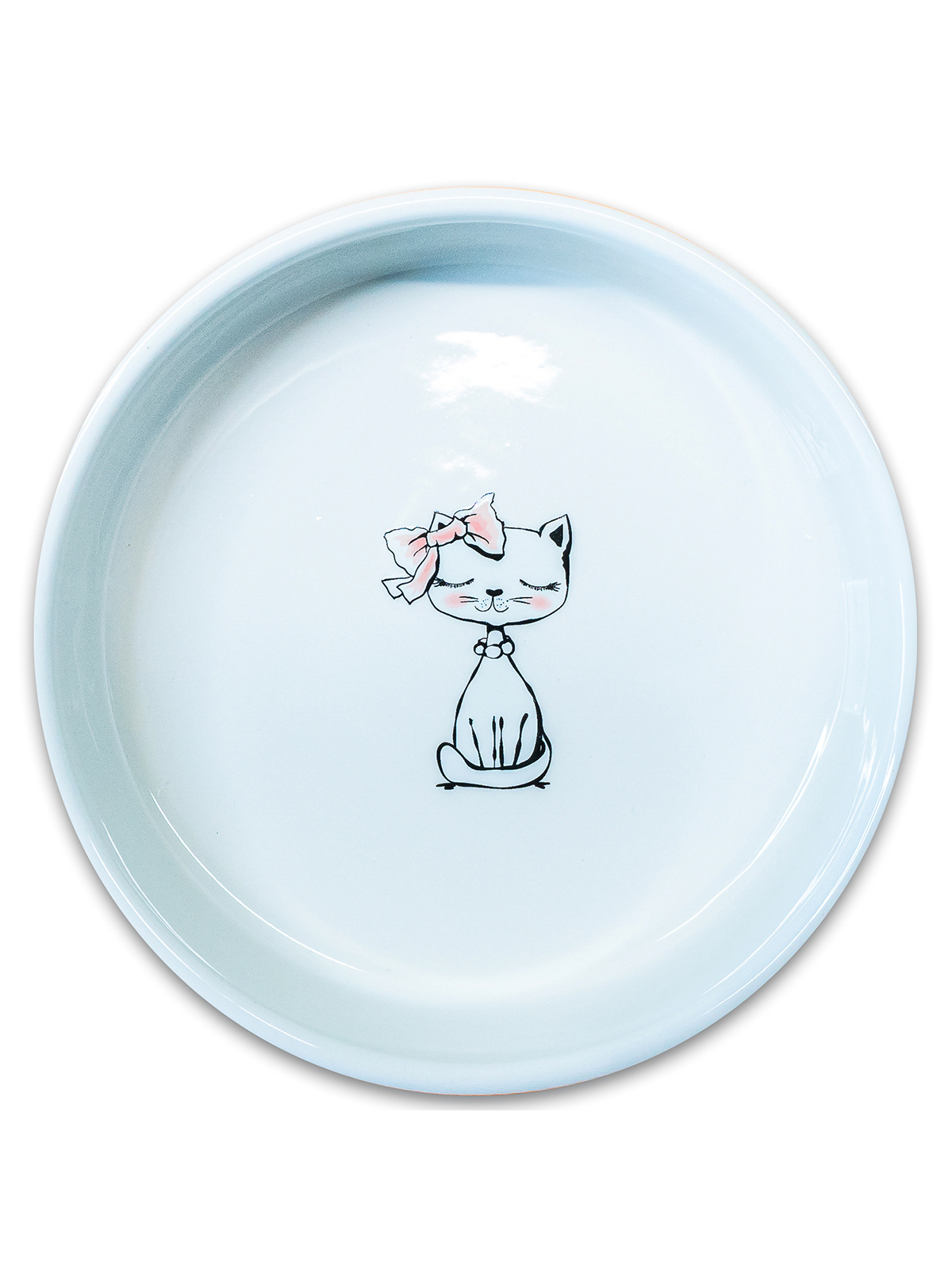 Миска Mr.Kranch керамическая для кошек Кошка с бантиком 370 мл оранжевая