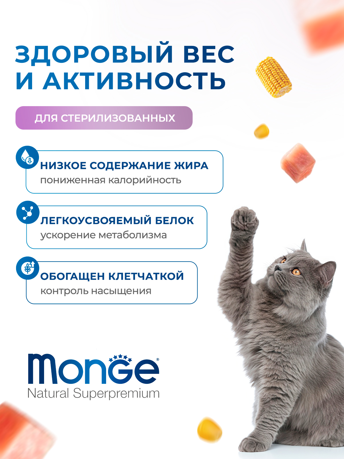 Сухой корм для стерилизованных кошек "Monge Cat Daily Line Sterilised" (Монж) с курицей 10 кг