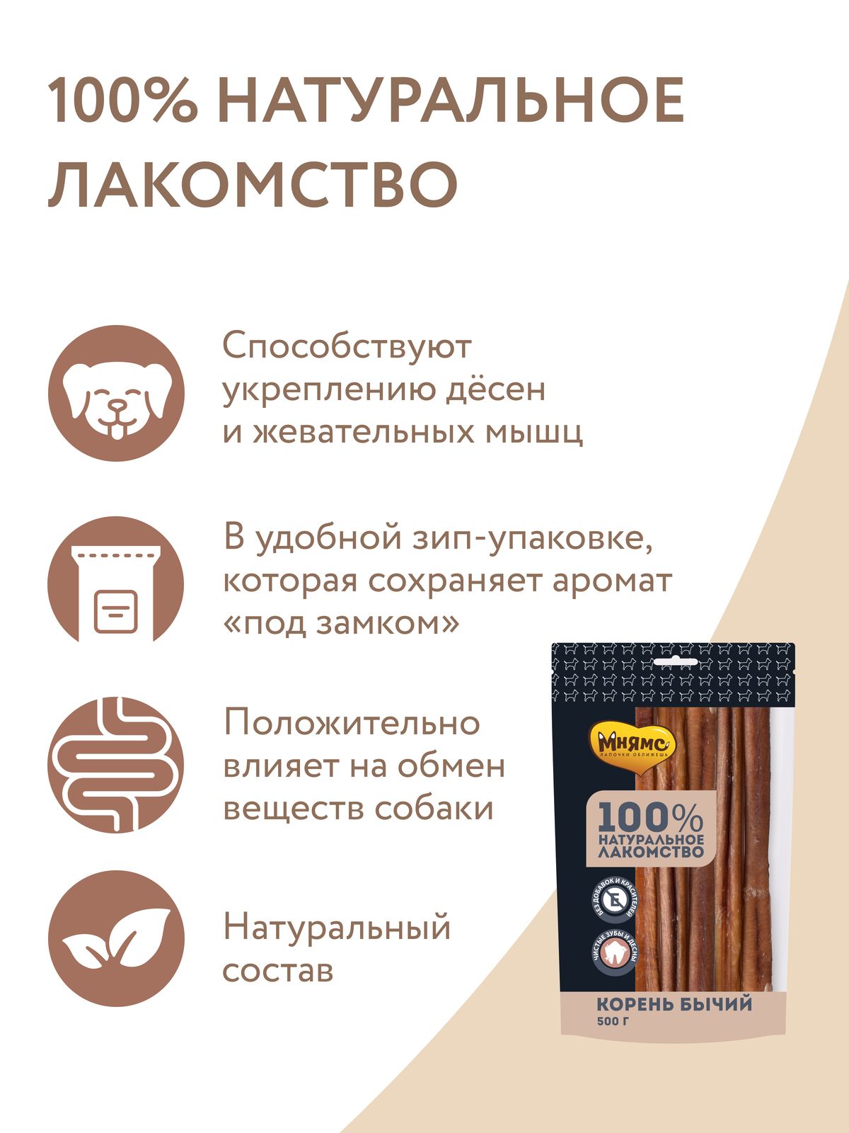 Лакомство Мнямс На каждый день для собак Корень бычий 500 г