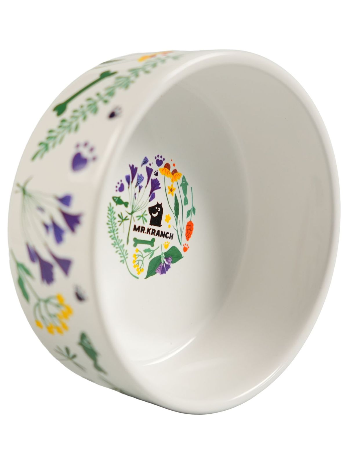 Миска для собак  керамическая "Mr.Kranch" Цветы Прованса васильковая 420 мл