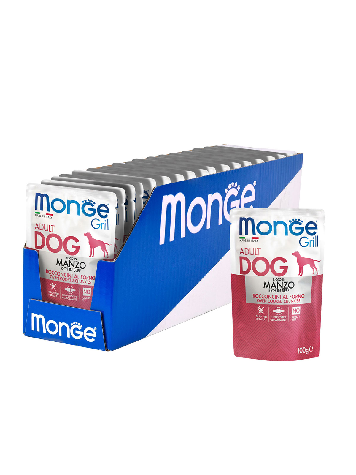 Влажный корм Monge Dog Grill для собак с говядиной, паучи 100 г