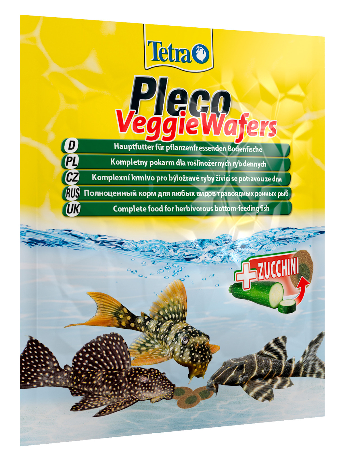 TetraPleco Veggie Wafers корм-пластинки с добавлением цуккини для донных рыб 15 г