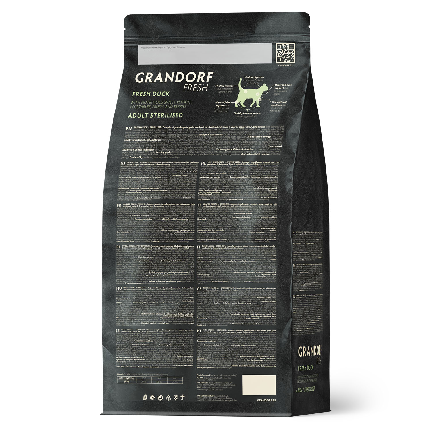 Grandorf Fresh Сухой беззерновой корм для стерилизованных кошек с уткой 400 гр 5407007852659