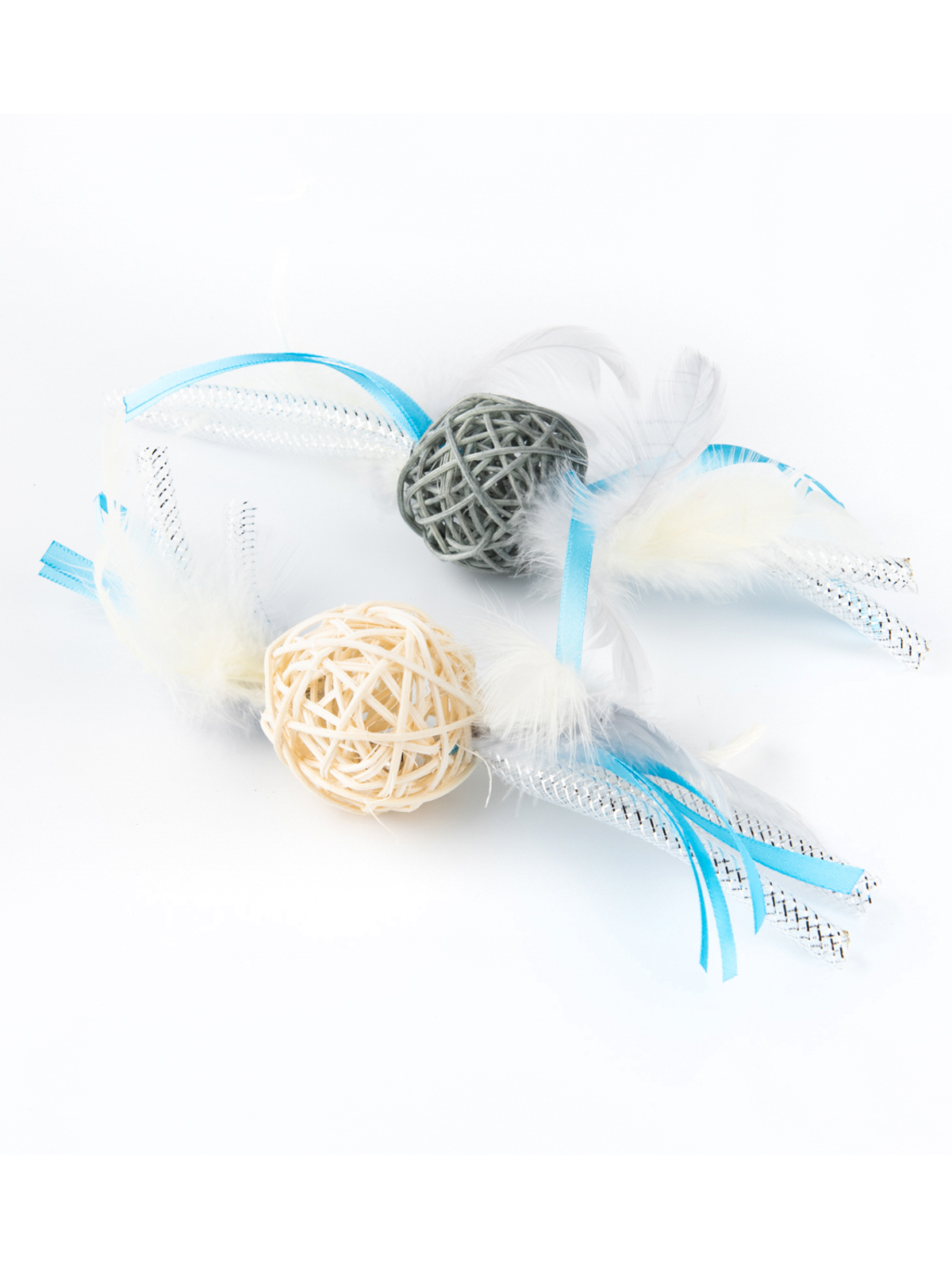 MPG brands Игрушка Petpark для кошек Плетёные мячики с перьями (2 шт в комплекте)