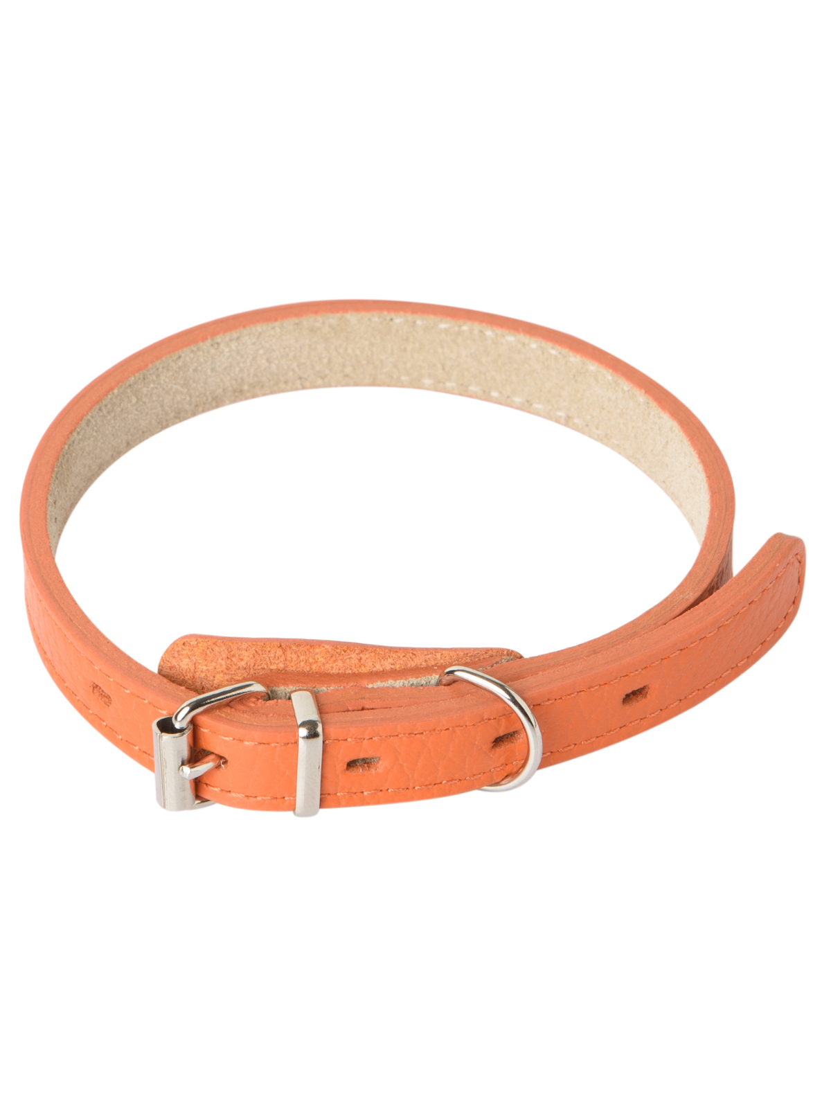 Ошейник Mr.Kranch для собак из натуральной кожи прямой, 48-60см, оранжевый