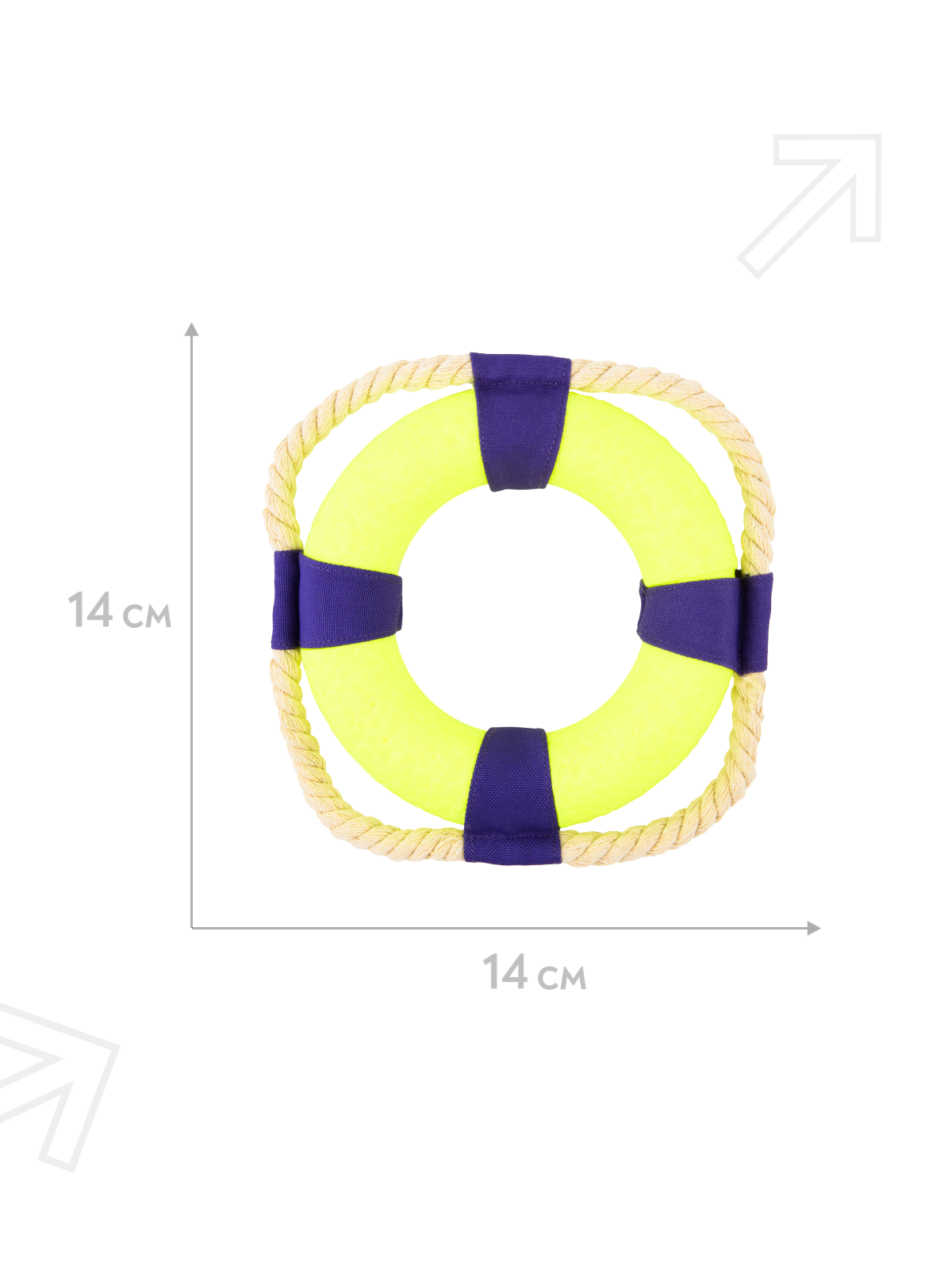 Игрушка Mr.Kranch для собак Кольцо с канатом диаметр 14 см неоновая желтая