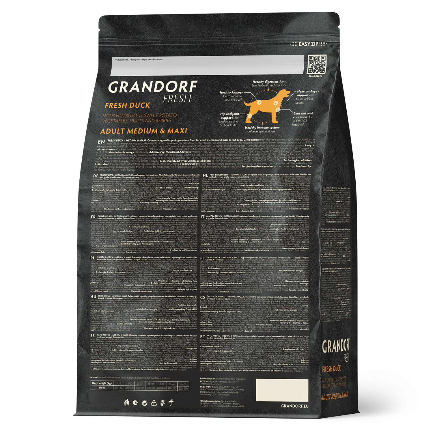 Grandorf Fresh Grandorf Сухой беззерновой корм для средних собак с уткой 10 кг 5407007852963