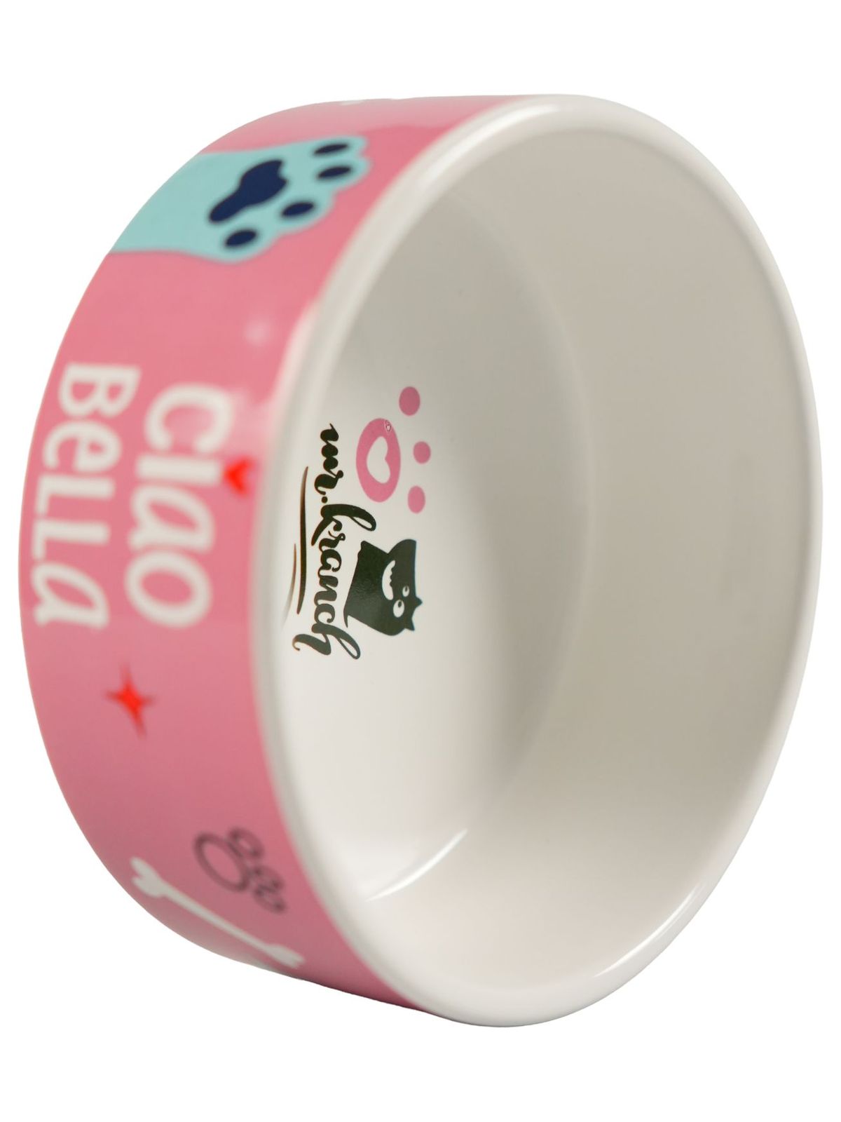 Миска для собак керамическая "Mr.Kranch" Чао Белла розовая 420 мл