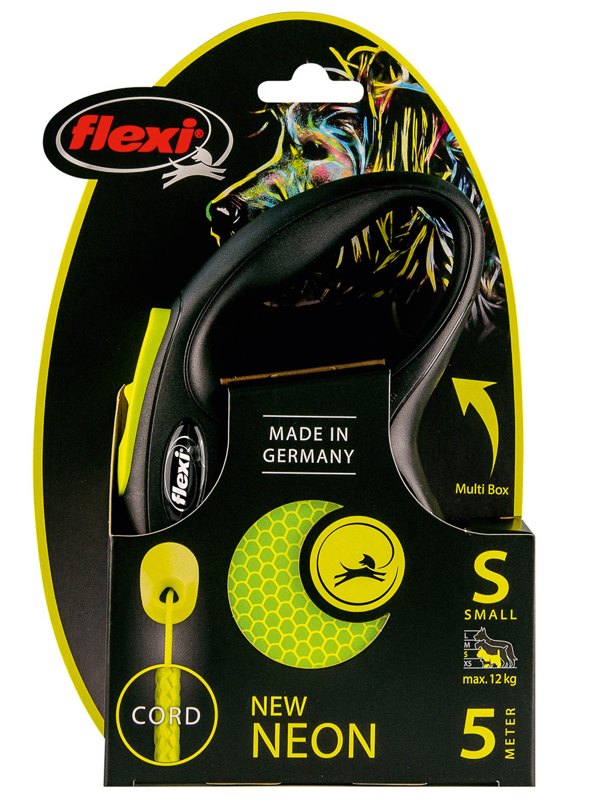 Flexi flexi рулетка Neon New S (до 12 кг) трос 5 м, светоотражающая, желтый неон