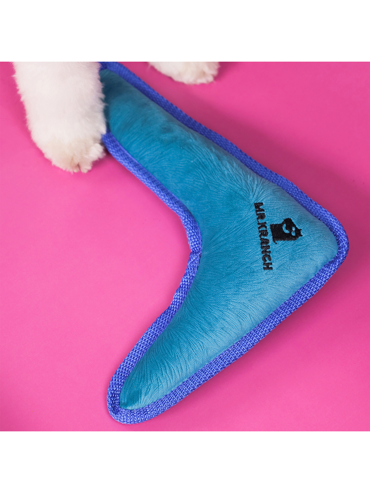 Игрушка Mr.Kranch для собак мелких и средних пород Бумеранг с пищалкой 22х19х45см синий (35017)