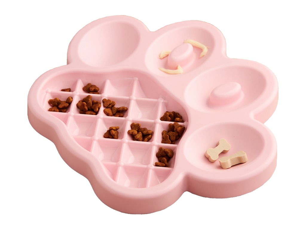 Миска Лапа для медленного кормления, розовая / PetDreamHouse PAW Slow Feeder Baby Pink Easy, 450 г