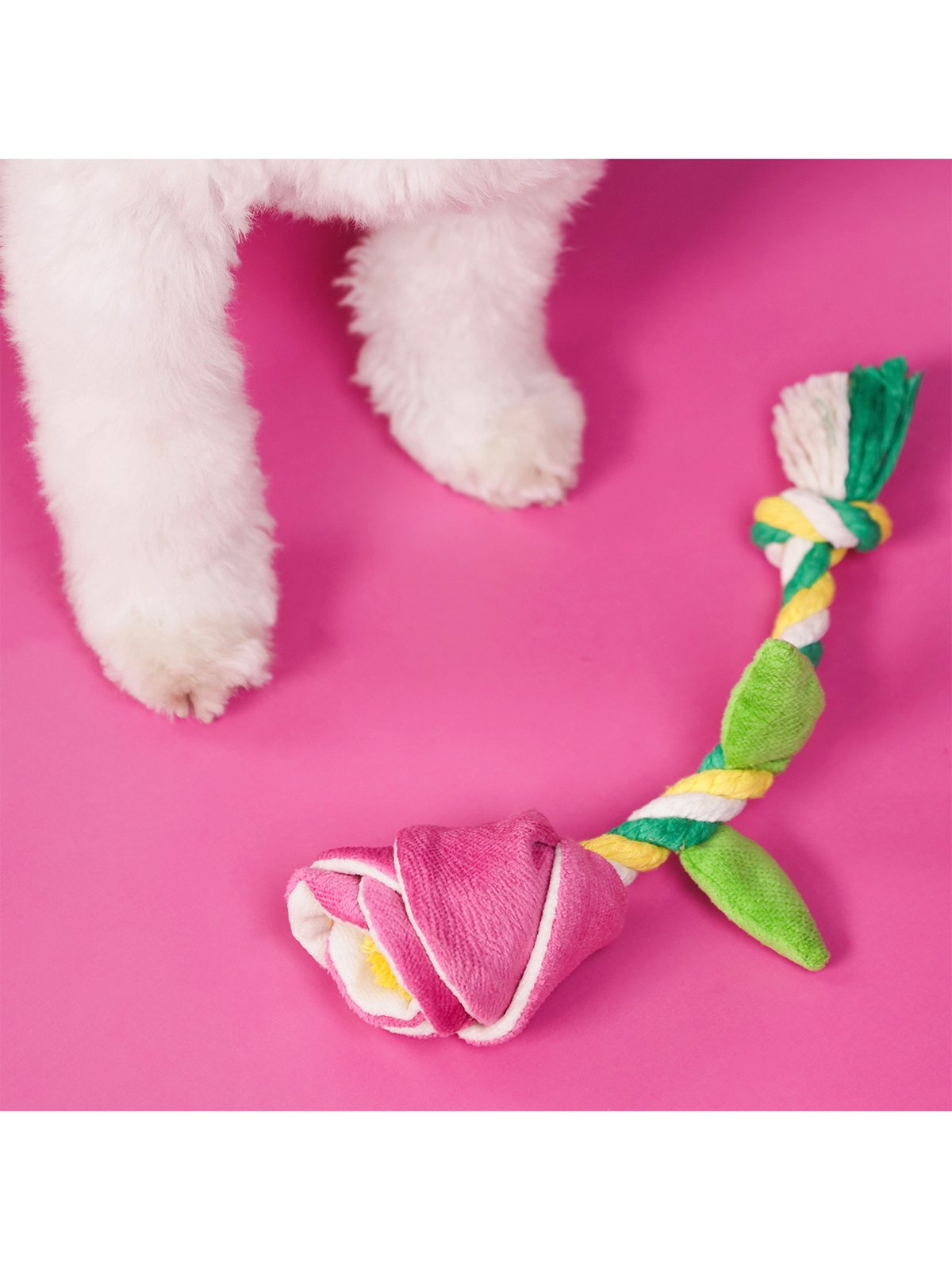 Игрушка Mr.Kranch для собак мелких и средних пород Роза с канатом 29х5х5см, розовая