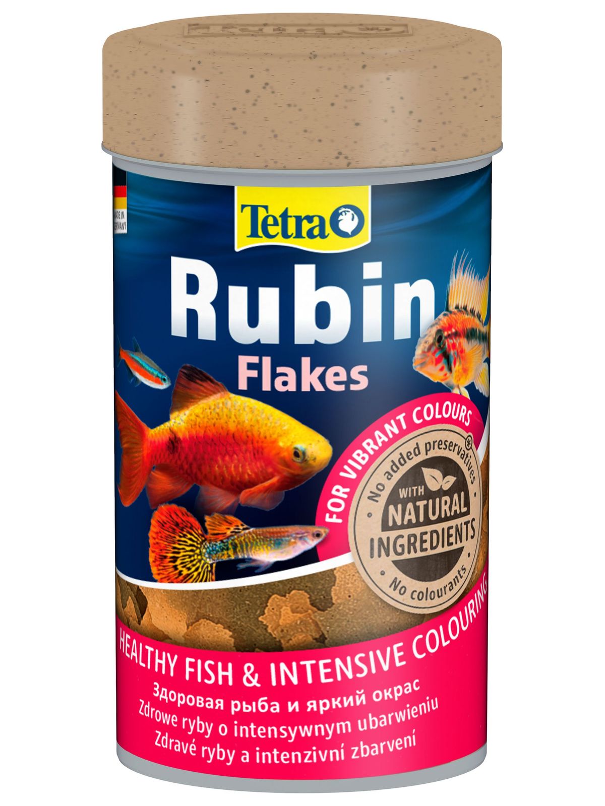 TetraRubin корм в хлопьях для улучшения окраса всех видов рыб 100 мл
