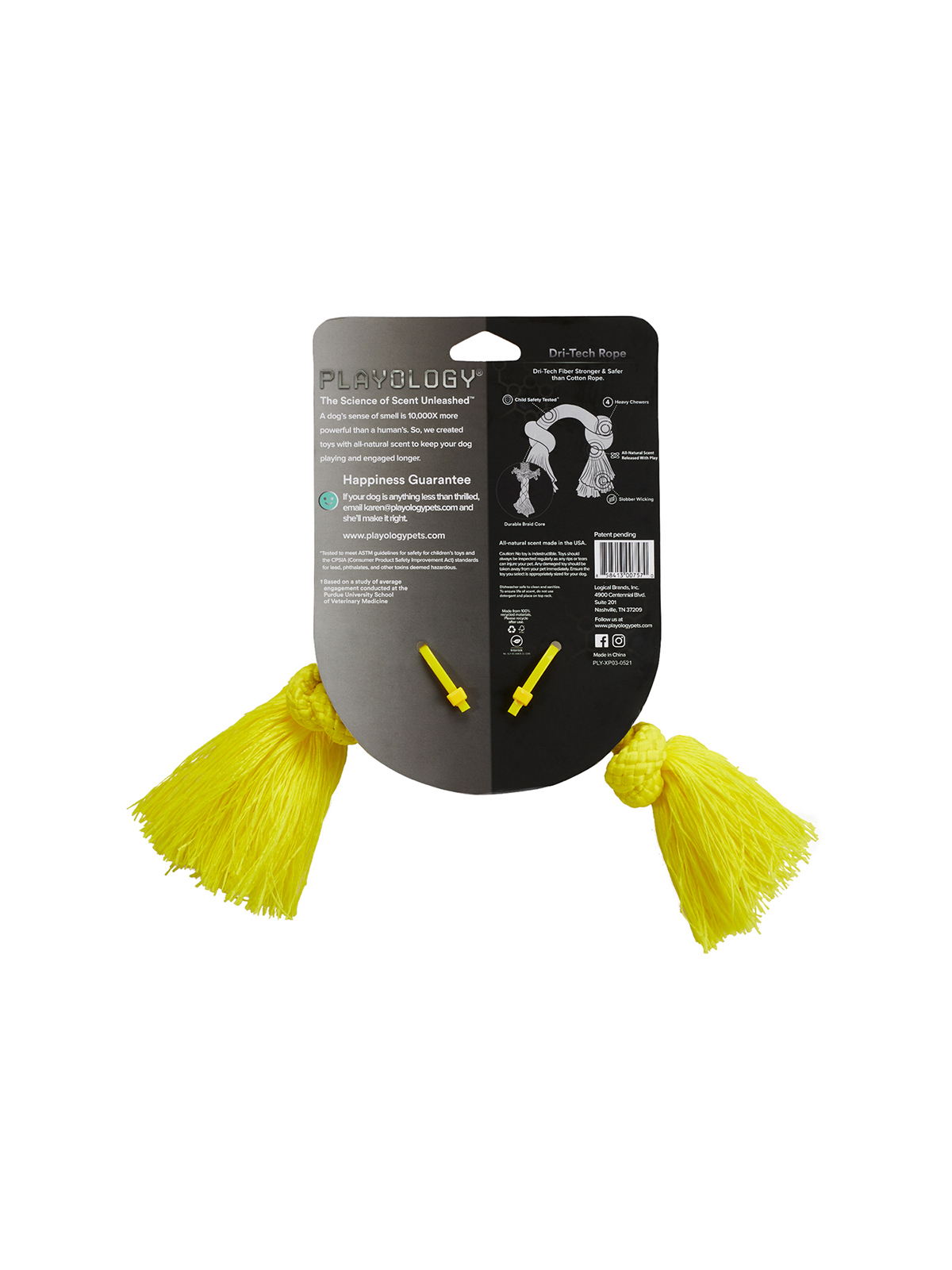 Playology жевательный канат DRI-TECH ROPE для собак мелких пород с ароматом курицы, маленький, цвет желтый